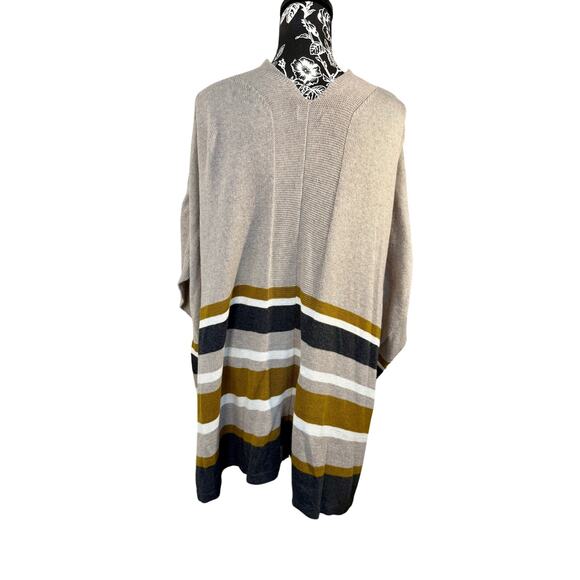Old Navy Beige Striped Cardigan Poncho Sweater - Picture 2 of 7